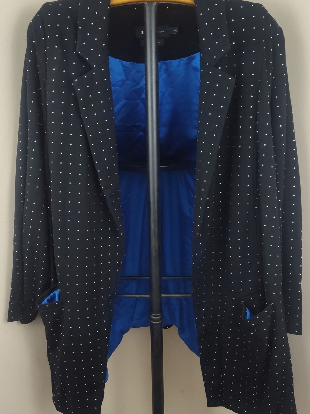 torrid Black Polka Dot Blazer with Royal Blue Lining